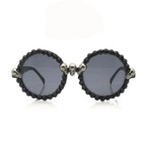 Gothic Cat Eye Skull Rhinestone Round Sunglasses